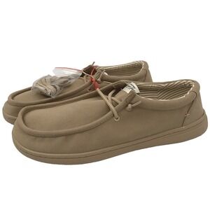 Feel the Earth Canvas Boat Shoes Mens 14 Khaki Tan Streetstyle Minimalist Casual